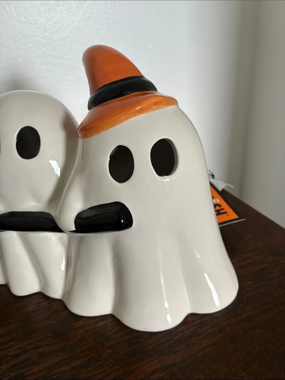NWT- Ceramic LED LIGHT UP Ghost Trio Halloween Decoration